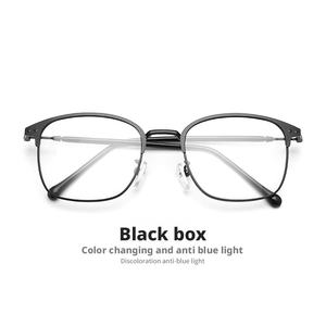 نظارات شمسية جديدة للجنسين مضادة للضوء الأزرق بتصميم مربع ومستطيل، نظارات قصر النظر ثنائية الوظيفة، إطار ذكي مع طباعة ملونة حساسة للضوء - Product Image 3