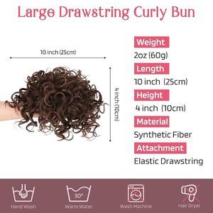<span class=keywords><strong>Chignon</strong></span> synthétique bouclé crépu avec cordon de serrage, en fibre haute température, effet afro ébouriffé et volumineux, avec <span class=keywords><strong>filet</strong></span> élastique - Product Image 2