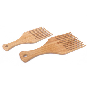 Venta al por mayor logotipo personalizado peine de bambú natural para el cabello rizado peine desenredante peine Afro peine para elegir el cabello - Product Image 4