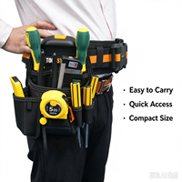 TOOLSTACK Sac à outils multifonction pour électricien, pochette de rangement à accrochage rapide, 3L, organisateur à 5 à 8 poches, noir et orange