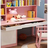 Offre Spéciale : Ensemble Bureau Informatique en Bois Massif au Design Moderne, Gain de Place pour Chambre d'Enfant, Combinaison Bibliothèque et Chaise