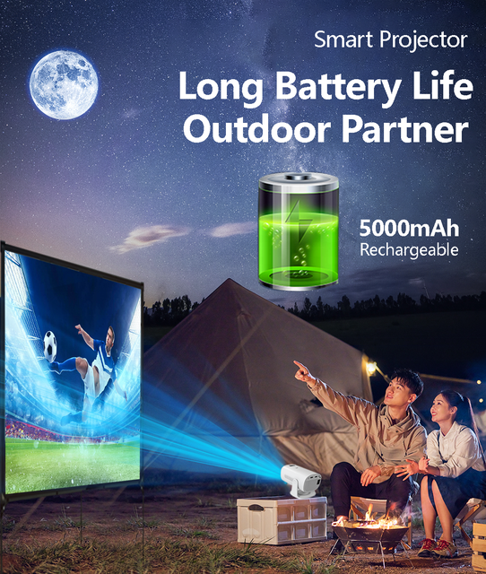 Newest X22 Outdoor Mini Portable Built in Battery Smart Android 11 System HD 720P Low Noise Home Theater Movie Projector