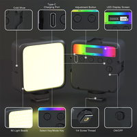 Luz de Video LED RGB de 5W y 2000mAh de Capacidad de Batería, 60 LED, Puerto de Carga Tipo-C, para Transmisiones en Vivo, Entrevistas y Grabaciones, Ra>95 CRI