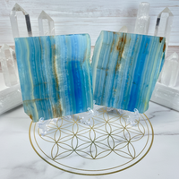 Vente en gros de plaques d'onyx bleu, agate, cristal naturel brut, pierre polie, tranche, plaque pour la décoration de la maison selon le Feng Shui