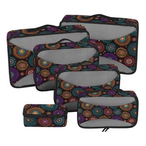 Ensemble de 6 cubes de rangement compressibles en maille imperméable avec motif de points aborigènes australiens - Product Image 1