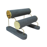 Présentoir à bijoux de haute qualité en métal et microfibre pour bracelets et montres, 2 niveaux, support de présentation pour bracelets