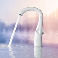 Grifo de Lavabo Monomando de Latón Blanco Lechoso para Baño, Mezclador de Agua Fría y Caliente para Uso en Hoteles y Hogares