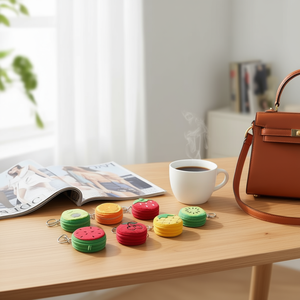 Estuche con espejo 3D con diseño de frutas, monedero de 8 cm con llavero para mujeres y niñas - Product Image 3