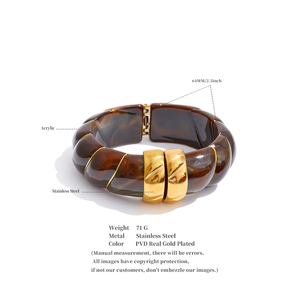 Jinyou 1024 Nhà Máy Giá Cổ Điển Acrylic Đa Màu Sắc Bangle Thép Không Gỉ Vàng Mạ Mở Kết thúc Vòng Đeo Tay Bangle - Product Image 6