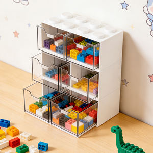 Boîte à maquillage en <span class=keywords><strong>plastique</strong></span> de grande taille, design blocs de construction, organiseur de bureau en <span class=keywords><strong>plastique</strong></span> de qualité supérieure pour cosmétiques - Product Image 4