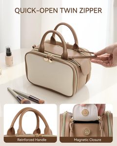 Grande trousse de toilette en PU personnalisée, imperméable, pour le rangement des produits de soin et du maquillage, avec organisateur vertical pour pinceaux - Product Image 5