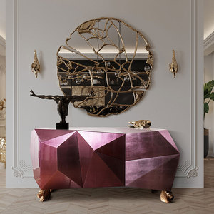 Meuble de rangement latéral de luxe, design élégant avec finition peinture, pour salon, buffet décoratif en améthyste diamantée - Product Image 5