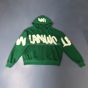 Felpa con cappuccio 100% in cotone con cerniera personalizzata del produttore con cappuccio e cuciture ricamate Set di pantaloni sportivi <span class=keywords><strong>eleganti</strong></span> taglie XS tuta con cappuccio - Product Image 3