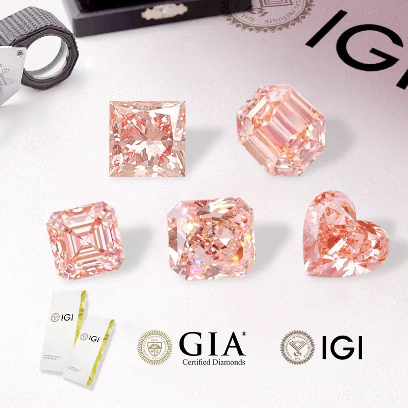 GIA IGI Certificado Rosa Lab Cultivado Diamante CVD HPHT 1CT Oval Pear H VVS VVS1 VVS2 Pedra Solta Diamante Natural 4CT Jóias Personalizadas