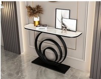 Table Console Semi-Circulaire en Pierre Frittée, Style Italien Simple, Moderne et de Luxe, Meuble d'Appoint ou de Couloir, Style Chinois Nouveau, Fabriquée en Orme