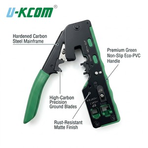 <span class=keywords><strong>Pince</strong></span> à sertir verticale professionnelle blindée <span class=keywords><strong>RJ45</strong></span> <span class=keywords><strong>pour</strong></span> fiches modulaires Cat5, Cat6, Cat7 et sertissage en queue de cygne <span class=keywords><strong>pour</strong></span> clips métalliques - Product Image 1