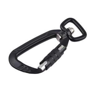 Crochet de mousqueton pivotant en aluminium, boucle automatique à verrouillage automatique 5KN noir D pour chien