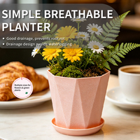 Pots de fleurs en plastique modernes et contemporains avec trous de drainage pour une utilisation en intérieur/extérieur, jardinières de bureau durables, minimalistes, capacité de 1,32 L