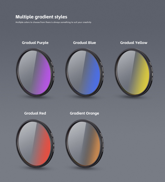 Creative SLR Camera Lens Effect Filters Red Yellow Orange Purple Blue Glass Circular Gradient Neutral Density ND 49mm 58mm 67mm