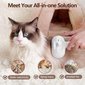 Brosse à vapeur humide pour chat et chien, peigne anti-poils pour animaux avec réservoir d'eau, brosse nettoyante pour chat pour la perte de poils, produit de toilettage pour animaux - Product Image 4