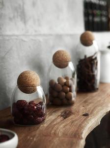 Bocaux en verre pour <span class=keywords><strong>le</strong></span> stockage pots de stockage de nourriture avec couvercle en bois bouchon de boule de liège fait à la main - Product Image 4