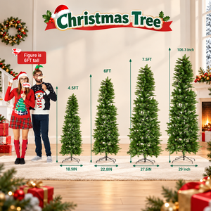High Quality Eco-Friendly Artificial Pencil Christmas Tree 250 Incandescent Lights 571 Branch Tips Foldable Base for Indoor - Product Image 3