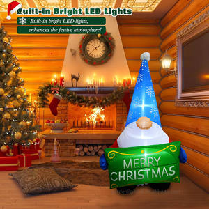 Gnomos Inflables Navideños de 4 Pies Personalizados de Fábrica con Letrero de Feliz Navidad para Decorar el Jardín, Césped y Fiestas - Product Image 5