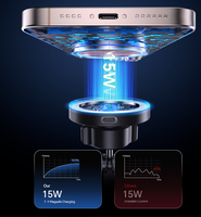 Support de chargeur sans fil magnétique pour voiture 15W avec ventouse, support de téléphone à lumière RGB, support de tableau de bord Qi pour voiture