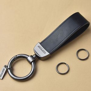 Custom Luxury Genuine Leather Lanyard Keychain Men Women Square Pattern Gunmetal Buckle Car <b>Key</b> Ring <b>Key</b> <b>Chain</b> - Product Image 3