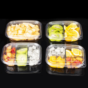 Caja de embalaje de plástico para mascotas transparente desechable de frutas recién cortadas, caja de ensalada de frutas rectangular con múltiples compartimentos con tapa - Product Image 2
