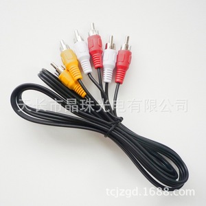สายเคเบิลสามต่อสามเอวี 3rca สายสัญญาณภาพและเสียงสำหรับการเชื่อมต่อทีวีดีวีดี สายสัญญาณสีต่างกัน ปลอกหุ้มพีวีซี - Product Image 1