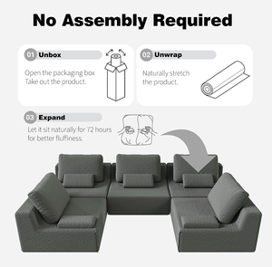 Oversized Modular Sectional <b>Sofa</b> Luxury Boucle Eco-Friendly Apartment Convertible Compressed <b>Floor</b> Couch Set - Product Image 6