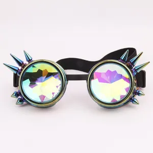 Mode Cosplay Steampunk Accessoires Regenboog Kleur Frame Glazen Crystal Lenzen Kostuum Caleidoscoop Goggles Met Individualiteit