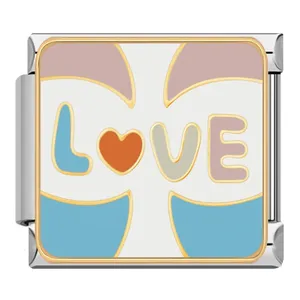 2025 breloques nouveau couple à la mode tu me manques coeur en acier inoxydable charme italien amour série bracelet DJ1362 - Product Image 4