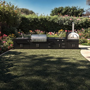 Custom Modern Luxury 304 Stainless Steel Outdoor Kitchen <strong>BBQ</strong> Grill Modular Outdoor Kitchen for Dining Mall Use with Appliances - Product Image 1