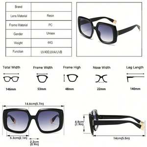 Lunettes de soleil vintage surdimensionnées punk 2025 personnalisables avec logo, protection UV400, verres dégradés colorés, pour hommes et femmes - Product Image 6