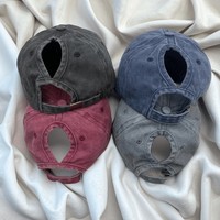 Wins Flying Custom Hats Blank Caps Dames Katoenen Paardenstaartpetten Ongestructureerde Verweerde Gewassen Sport Paardenstaart Baseballpet