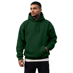 Sweat à capuche classique surdimensionné pour homme en coton épais, idéal pour le sport, les activités de plein air et l'entraînement en hiver, motif uni, capuche intégrée. - Product Image 1