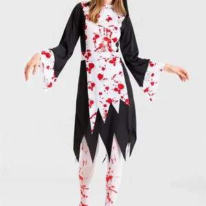 Kostum Zombie vampir hitam Halloween, kostum seragam tokoh Zombie Pastor, kostum pentas Cosplay