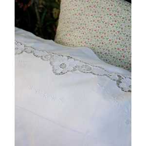 Pietrochianese Burano Lace Insert Linen Blend Double <b>Bed</b> <b>Sheet</b> Set 6-Piece Flat Fitted Striped <b>3</b>-Piece <b>4</b>-Piece Variants - Product Image 5