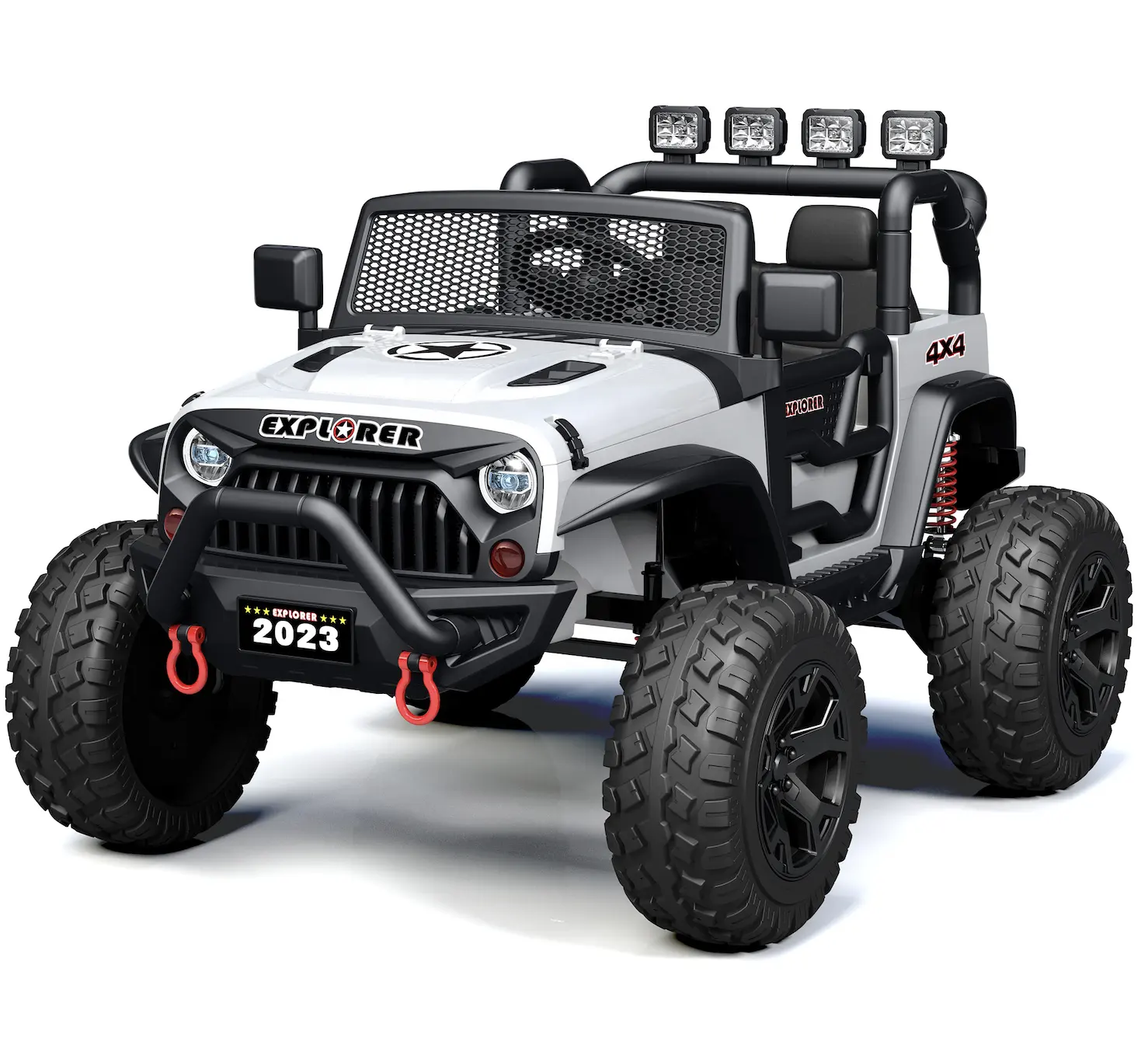 Novo passeio em caminhão infantil 24V, carro de brinquedo alimentado por bateria com suspensão de mola, controle remoto