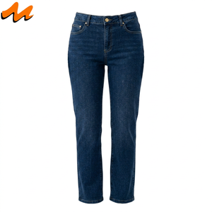 Pantalones Vaqueros Rectos de Pierna Recta para Mujer, Casuales, para Fiesta, con Detalle de Remaches, Cintura Media, Tela de Algodón, Poliéster y Elastano, para Todas las Temporadas, 9.47 OZ - Product Image 1