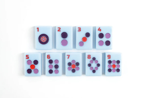 Stock Cornflower Blue Acrylic Mahjong Set Modern Dragon <b>Tower</b> Design Folding Legs Portable Traditional Chinese American Dual-Use - Product Image 3