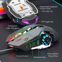 RAIKU T21 Wired Gaming Keyboard Mouse Combo Metal Frame RGB Backlit Phone Holder Anti Ghosting for PC Gamer Esports