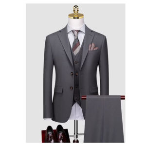 उच्च गुणवत्ता वाली लक्जरी स्लिम फिट 3 टुकड़े पुरुषों क्लासिक एकल ब्रेस्टेड विरोधी व्यवसाय वार्ता ऊन/रेशम - Product Image 3