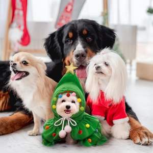 Vente en gros de déguisement de chien et chat de Noël, vêtements pour chiots, cape de Noël avec étoile et pompon - Product Image 2