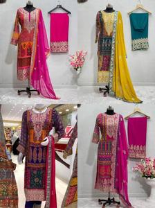 ชุดคุर्ติผ้าจอร์เจตต์ปักลายเต็มตัว พร้อมกางเกงปาลาซโซและผ้าคลุมไหล่ คุณภาพดีจากดีไซเนอร์ ขายส่ง - Product Image 6