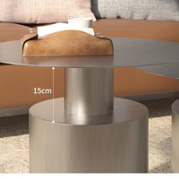 Table basse combinée en acier inoxydable moderne JXT, table d'appoint en métal léger, table basse ronde