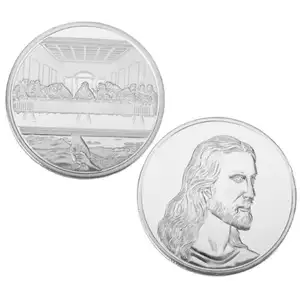 Custom Metal Jesus Faith Religious Embossed Plain Gold Silver Plated Coin