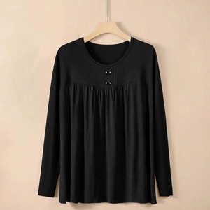 Plus Size Women Long Sleeve T-Shirt Round Neck Purple Soft Knit Top Spring Autumn <b>Base</b> <b>Layer</b> M 5XL - Product Image 3